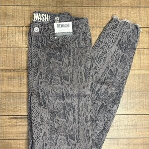 Rewash Charcoal Snake Pattern Skinny Jeans